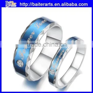 Blue Stainless Steel Couple Wedding Rings for Couples thumbnail-1