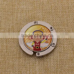 Custom Logo Printed Metal Purse Hanger /Round Bag Hanger With Soft Epoxy thumbnail-2