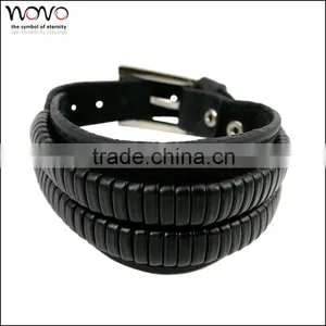 Personalized Leather Wrap Bracelets Stainless Steel Cheap Leather Bracelets Mens Bracelets thumbnail-3