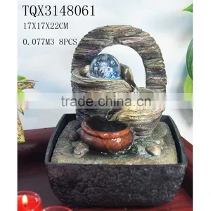 Tabletop Polyresin Stone Water Fountain With Rolling Ball thumbnail-1