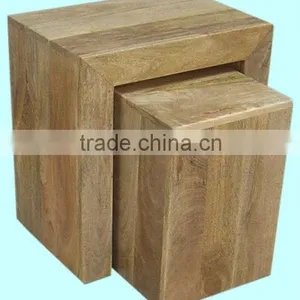 Wooden Cube Nest of Tables,mango Wood Furniture thumbnail-1