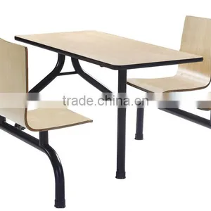 Mordern Canteen Furniture 4seater Discount Fast Food Dining Table and Chair thumbnail-1