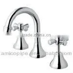Deck Mount Double Handle Three Hole Basin Mixer thumbnail-1