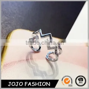 New Fashion 925 Silver Rhinestone ECG Ring Design thumbnail-1