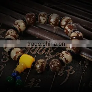 Tibetan Buddhism Flower Bodhi Root Beeswax Tassel Prayer Beads Bracelet thumbnail-3