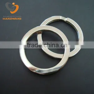 Wholesale High Quality Shiny Nickel Color Flat Shape Key Ring thumbnail-1