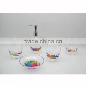 Rainbow Pattern Tooth Brush, Set or Separate of Tumbler Cotton Jar Lotion Dispenser Soap Dish Acrylic Bathroom Accessory thumbnail-1
