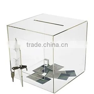 SourceOne Medium 8 Inch Premium Clear Acrylic Ballot Box Donation Box Cube thumbnail-3