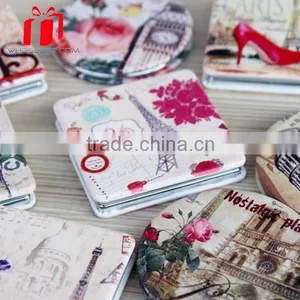 Factory Price Leather/pu Pocket Cosmetic Mirror /leather Round Shape Cosmetic Mirror thumbnail-1
