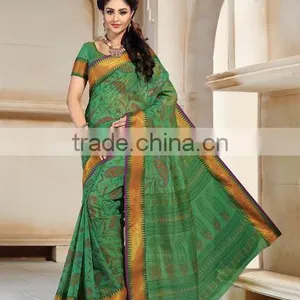 Blue Cotton Silk Saree thumbnail-5