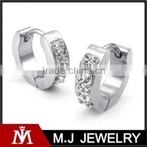 2016 Simple Design Stainless Steel Silver Crystal Hoop Earrings Women Party Jewelry thumbnail-1