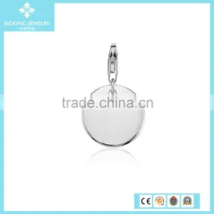 Wholesale Charm Pendant Engraveable Round Initial Charm in Sterling Silver thumbnail-1