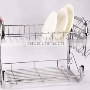 2 Layers E-shaped Dish Rack thumbnail-1