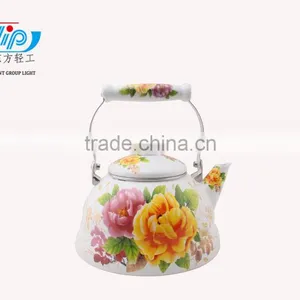 3L Good Quality Enamel Tea Kettle With Ceramic Handle Beautiful Decal thumbnail-3