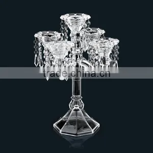 Lead-free Crystal Wholesale Glass Cheap Tall Candelabras Centerpieces for Sale thumbnail-1
