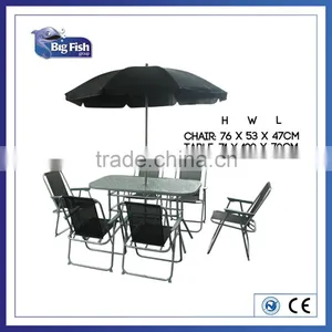 8 Piece Garden Rectangular Patio Furniture With 6 Folding Chairs & 1table & Parasol thumbnail-2