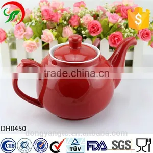 China Factory Custom Logo Promotion Cheap Red Glaze Porcelain Tea Accessories Ceramic Tea Pot thumbnail-1