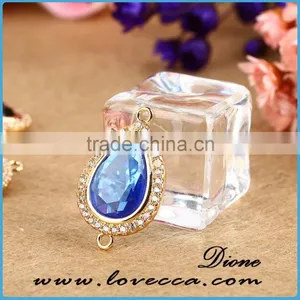 Crystal Bezel Blue Stone Pendant for Earring ,Glass Stone Pendant Whoesale thumbnail-3