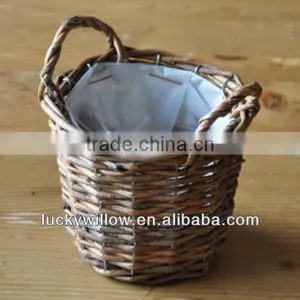 Exported Unpeeled Wicker Basket With Plastic Liner thumbnail-1