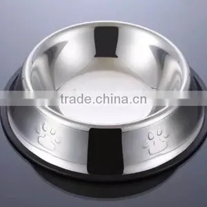 Skid Stop Rubber Base Stainless Steel Pet Bowls With Embossed Paws and Bones for Dogs Puppies Cats Feeder Bowl thumbnail-5