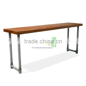 Furniture Console Table Industrial Style Combination Metal and Teak Wood thumbnail-2