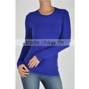 T-shirts Long Sleeve Plain Dyed Women Fashion Crew Neck Women Long Sleeve T-shirts thumbnail-2