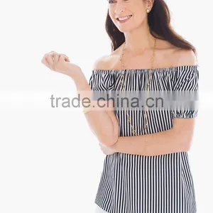 Women's Off--shoulder Striped Tops thumbnail-1