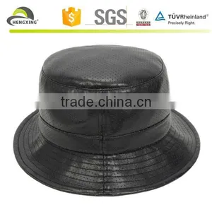 Unisex PU Holes Faux Leather Mesh Bucket Hat Boonie Hiking Fishing Outdoor Caps thumbnail-4