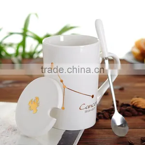 2017 Hot Sell 420 ML Ceramic Tea Cup Coffee Cup Mug Cup With Lid And Spoon thumbnail-6