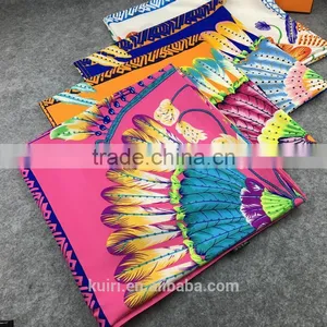 Women 2016 New Fashion Imitated Silk Nations Wind Bohemia Peacock Printed Scarf Small Square Scarves thumbnail-1