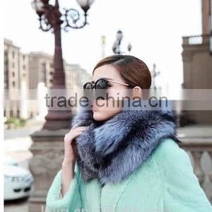 2016 Sliver Fox Fur Whole Skin Luxury Wedding Genuine Real Whole Skin Fox Fur Neck Ring Shawls Winter Women Fur Scarves Pashmina thumbnail-6