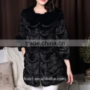 Plus Sizes Winter New Women's Fur Coats Elegant Slim Rex Rabbit Fur Coats Long Fur Jackets Rabbit Coats thumbnail-5