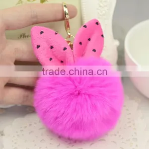 Myfur Baby Blue Cute Size Wholesale Cheap Rabbit Fur Ears Key Chain Car Decoration thumbnail-3