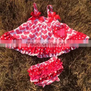 Baby New Valentine Swing Tops Swing Outfits With Matching Necklace and Bows thumbnail-2
