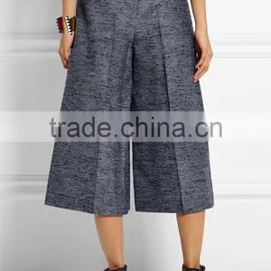 Lady Wide-leg High Waist Boucle Culottes Pants Trousers thumbnail-2