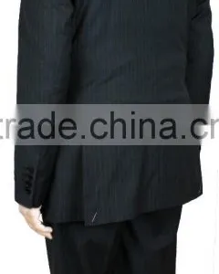 NAAMS MEN'S WOOL 2 BUTTON 2 VENT SLIM FIT SUIT JACKET FLAT FRONT PANT GREY STRIPE thumbnail-3
