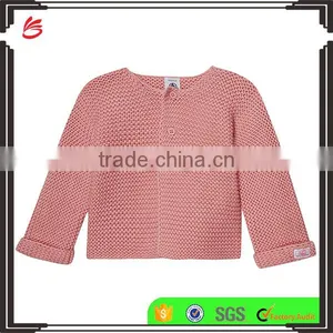 Hot Sale 2017 Custom New Style Kids Sweater Pink Children Knitted Cotton Cardigan Cashmere Sweater for Baby thumbnail-1