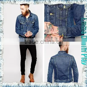 2015 New Design Mens Light Bleach Washing Blue Denim Short Jackets thumbnail-4