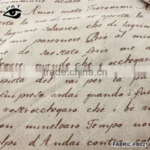 Linen Fabric Vintage Letter Printed Fabric For Household Home Textiles thumbnail-4