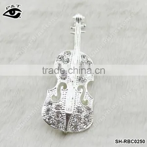 Guitar Shape Rhinestone Brooch Crystal Pins for Wedding Invitation thumbnail-1