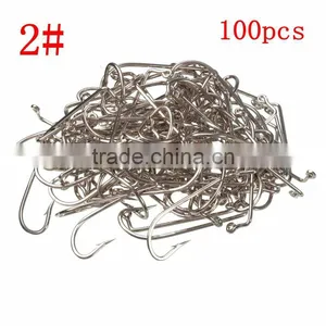 The Best Quality Fishing Tools Lot 100PCS Jig Hook Jig Big Stainless Steel Fishing Hooks White Color Fish Hook Size 2 thumbnail-1