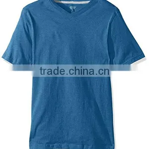 Men's v Neck Stand up Collar Red T-shirt thumbnail-3
