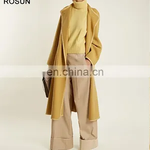 Yellow Mid Weight Roll Neck Patch Pocket Chunky Knit Sweater thumbnail-5