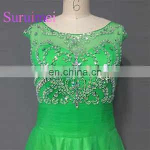 Green Scoop Neck Prom Dresses 2017 With Beaded Evening Gowns Free Shipping thumbnail-3
