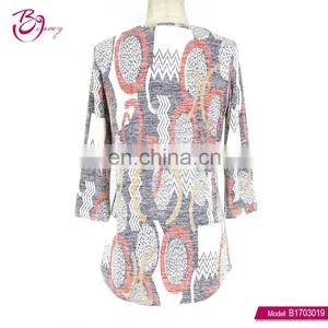 Crew Neck Lady Fashion Design Popular Casual Long Sleeve Blouse thumbnail-2