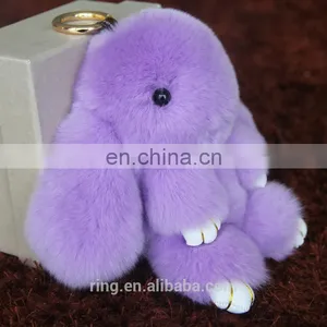 Christmas Gift Girl Bag Pendant Rabbit Jewelry Cute Mink Fur Rabbit Plush Keychain thumbnail-2