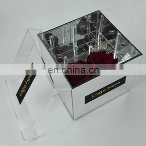 Decorative Mirror Acrylic Flower Box ,waterproof Luxury Silk Flower Box thumbnail-1