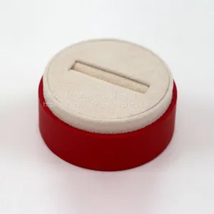 Round Texture Paper Ring Box Red Tube Ring Jewelry Packaging Box With Custom Logo thumbnail-2