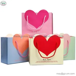 Heart Shape Logo Printed Paper Gift Bag With Rope Handle OEM Lovely Gift Bag For Wedding Party thumbnail-1