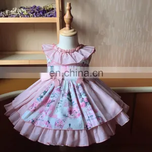 2 Pcs Spanish Court Green Flowers Princess Dress Christmas Dress Lolita for Baby Girls Kids Dresses for Girl thumbnail-3